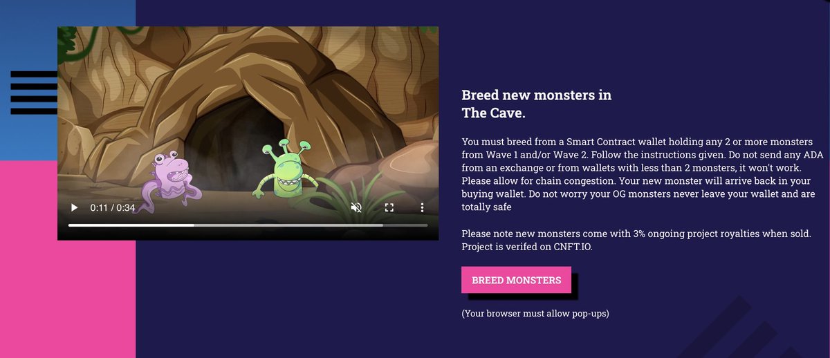 FingerMonsters's tweet image. 👀 The Finger Monsters breeding cave is now open. You need two OG Monsters in your wallet and for only 14 $ADA you can breed a brand new Monster. For now this is the ONLY way to create new ones, there is no sale. What will you get? #Cardano #NFTs Rarrrrrr!