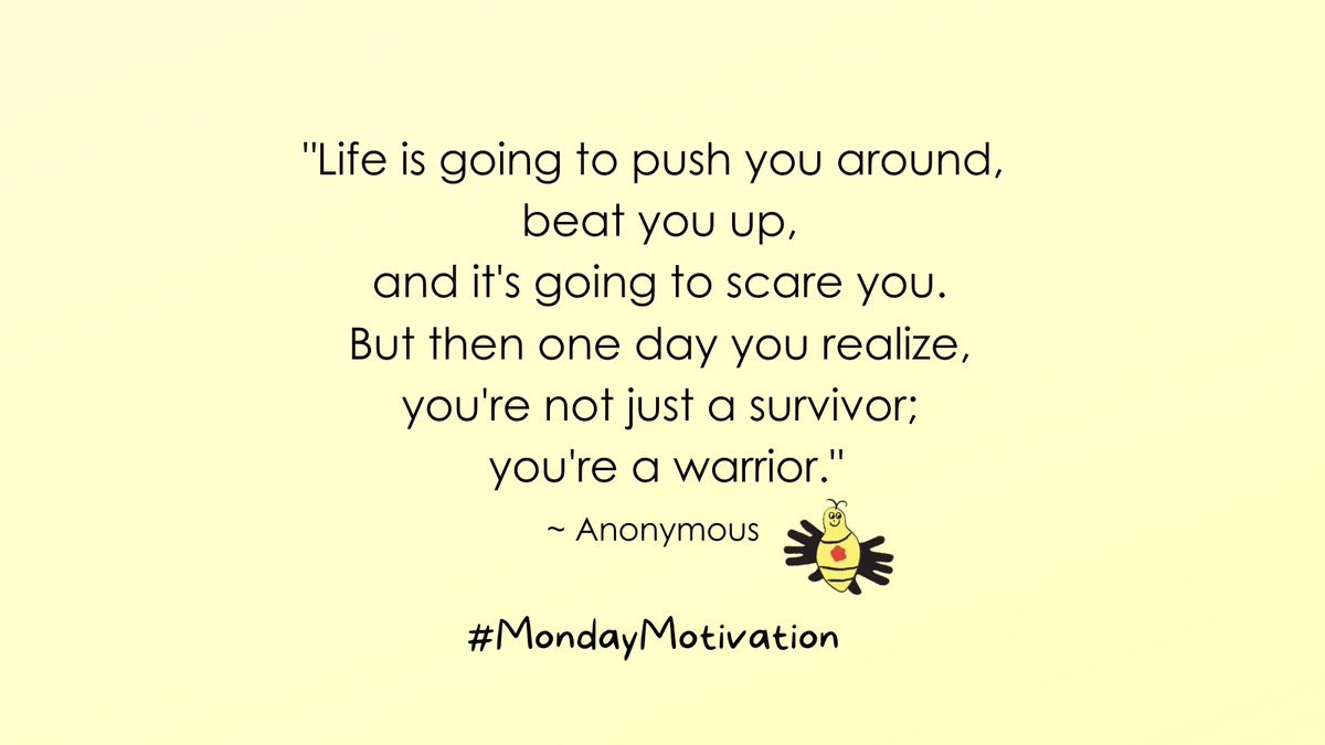 BumbleBeefound's tweet photo. Age isn't what makes you a warrior - the battles scars do. Sending love to ALL the warriors in our #BEEhive this Monday morning. ๐๐
#BBFkiddos
#pediatriccancer ๐
#MondayMotivation https://t.co/bkaLUbkBe3