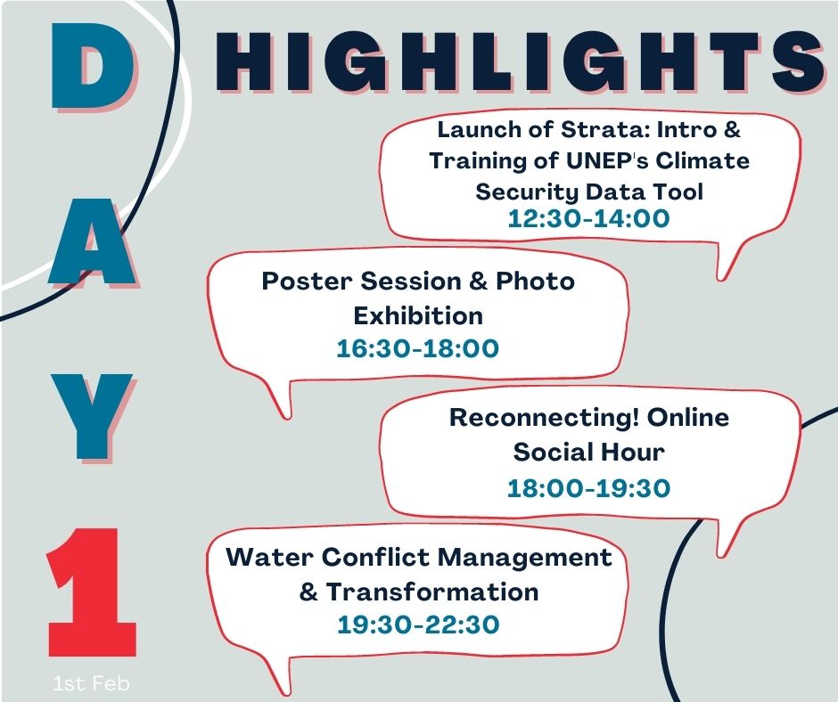 EnvPeacebuild's tweet photo. It's DAY 1 of the 2nd International Conference on Environmental Peacebuilding!!! Still want to register for sessions, but unsure which to join? Check out our highlights, and sign up using our agenda: https://t.co/tjQ6J8m6yB
#EnPAx2022 https://t.co/AMndP1frcm