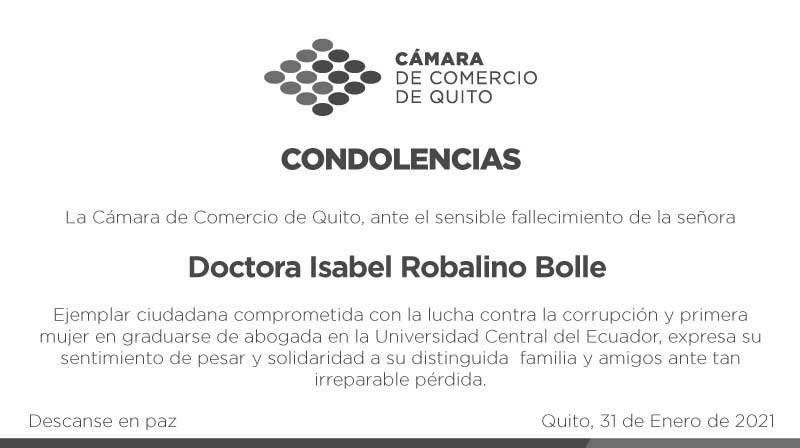 Quien pasó por este mundo y dejó luz, resplandecerá en los frutos de su trabajo para toda la eternidad

Nuestro pesar ante la irreparable pérdida de la Doctora Isabel Robalino Bolle, figura representativa de la lucha anticorrupción en el Ecuador

#HonestidadCriolla <a href="/HonestCriolla/">Honestidad Criolla</a>