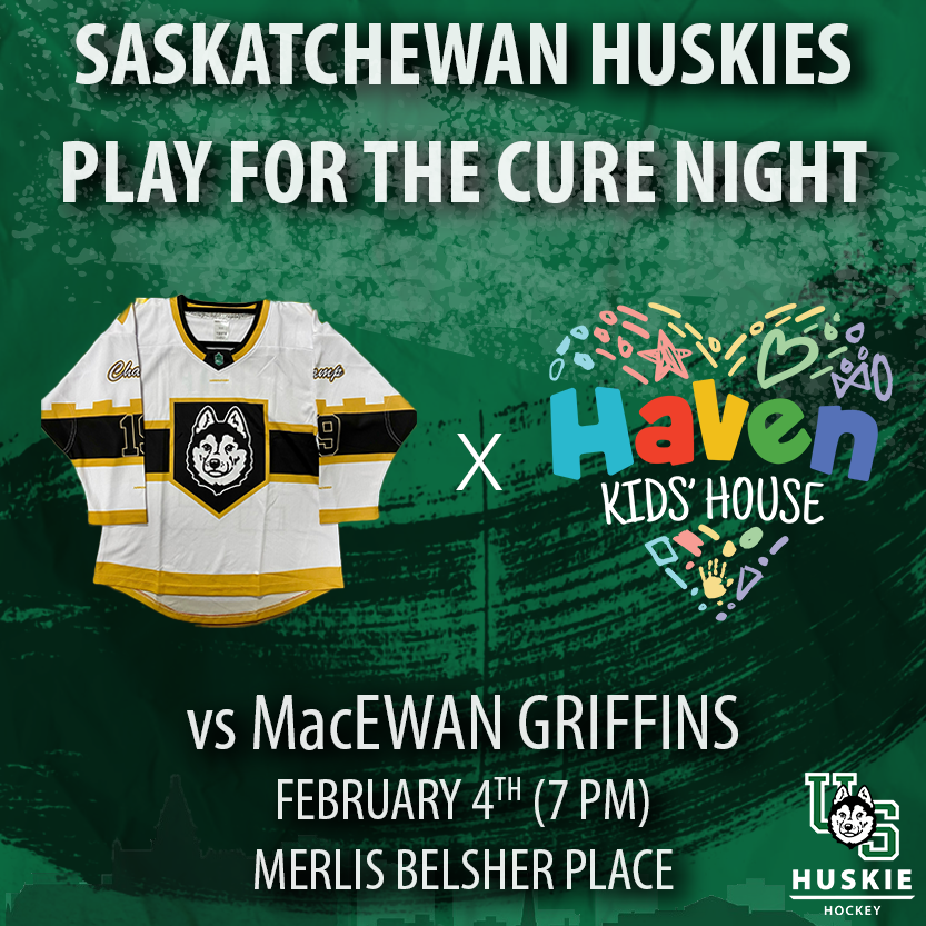 HuskieWHKY's tweet photo. Join us this Friday at 7 PM for our Play For The Cure night. We’ll be playing for Haven Kids’ House in honour of cancer survivor Rhodes McNairn.

Stay tuned for some of our auction items this week (with all proceeds going towards the Haven Kids’ House charity)

#HuskiePride https://t.co/tjNqACQCJf