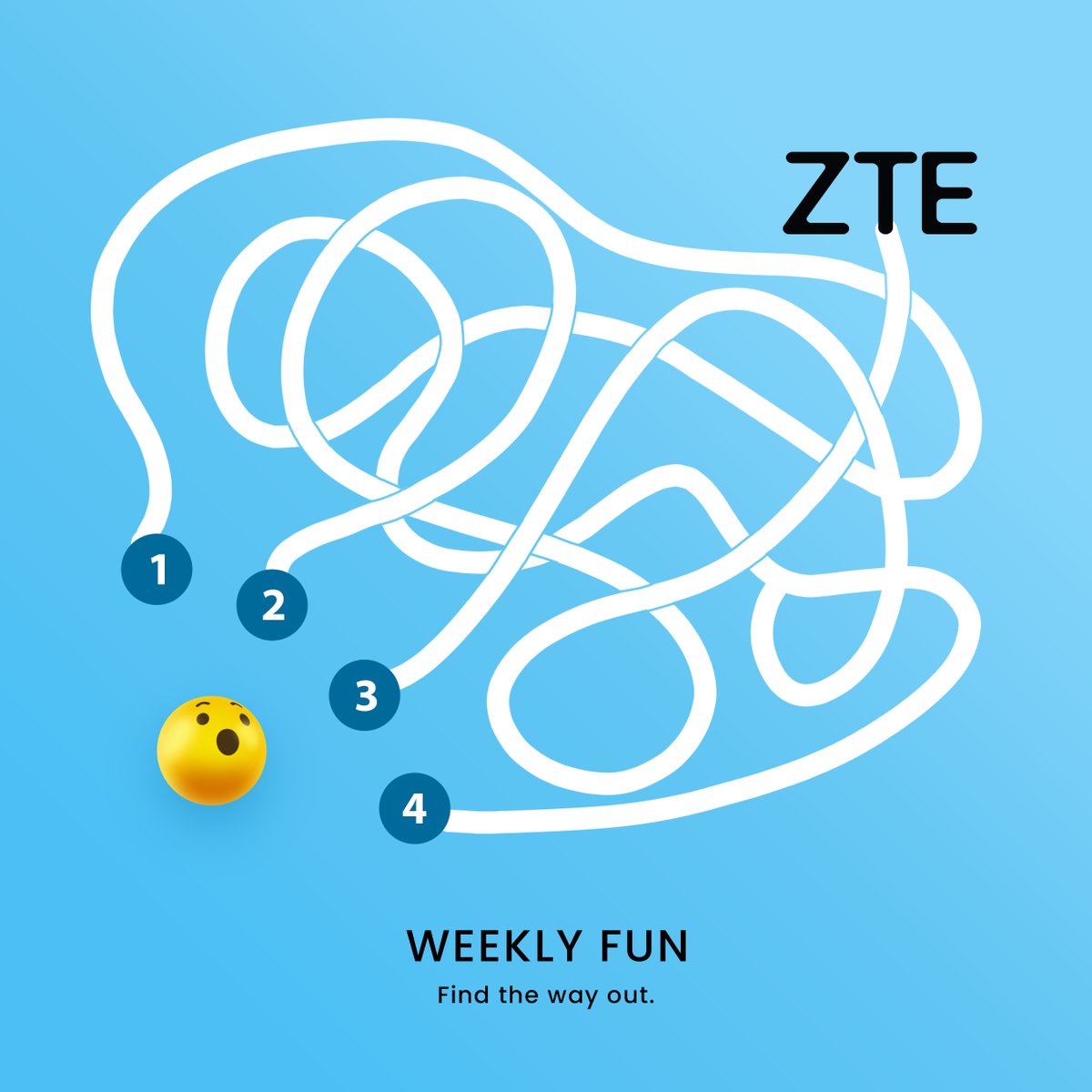 zteusa's tweet photo. Can you escape the maze. 1, 2, 3 or 4? Comment your answer below 👇 #WeeklyFun #Quiz #Game https://t.co/0n9iSf7lrB