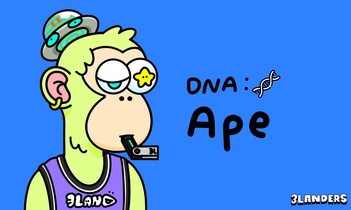 3LandersNFT's tweet photo. Hello, 3Landers!! We have another DNA to introduce to you today! There are many DNAs that live in 3Land, but apes will always have a special place in our hearts!  #WeAreTheDreamers #NFTCommmunity https://t.co/3LxP43n7ik