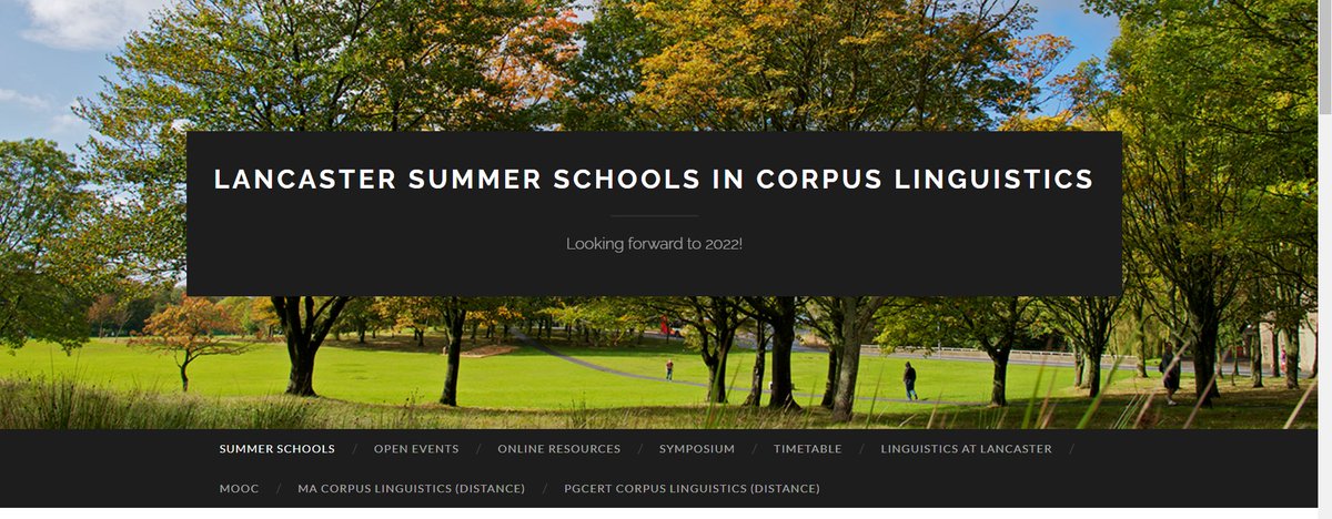 Dana Gablasova (@danagablas) on Twitter photo We are delighted to announce that our annual free Lancaster Summer Schools in Corpus Linguistics will take place 20-24 June 2022 in an online format. This year, we will offer three summer schools - read more & apply for a place: wp.lancs.ac.uk/corpussummersc…
<a href="/LAEL_LU/">Linguistics and English Language, Lancaster Uni</a> <a href="/CorpusSocialSci/">CASS</a> We are delighted to announce that our annual free Lancaster Summer Schools in Corpus Linguistics will take place 20-24 June 2022 in an online format. This year, we will offer three summer schools - read more & apply for a place: wp.lancs.ac.uk/corpussummersc…
<a href="/LAEL_LU/">Linguistics and English Language, Lancaster Uni</a> <a href="/CorpusSocialSci/">CASS</a>