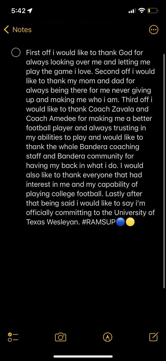 brice_clemens's tweet photo. 110% Comitted🔵🟡 @CoachKeane_ @zavala53 @Coach_JFA @CoachFields5 @DogssportsFb @BHS_DogsSports @TxWesFootball https://t.co/gjwv4JwXmM
