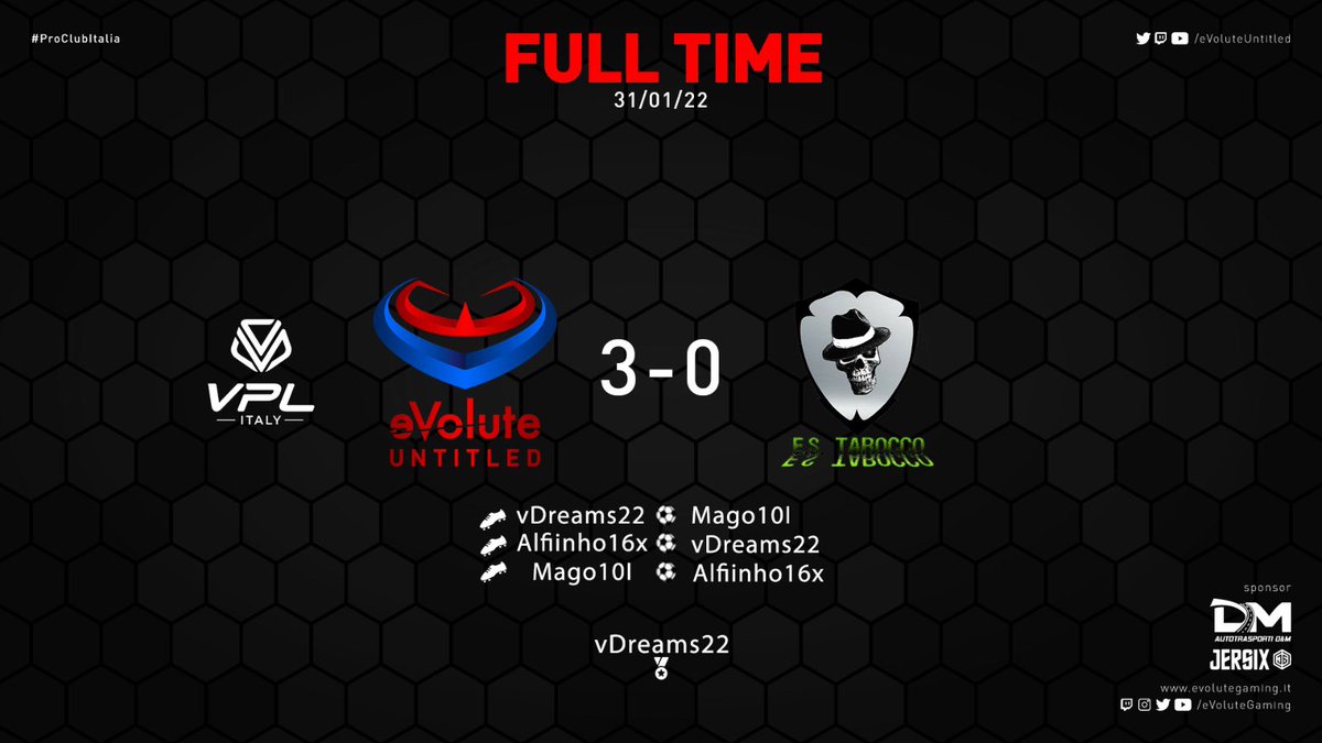 🏆 FULL-TIME 🏆

🆚 ES Tarocco
✅ 3-0
⚽️ @Mago10I 
⚽️ @Alfiinho16x 
⚽️ @vDreams22 

🏅 @vDreams22 

#GoeVolute #Untitled 🔴🔵
#ProClubItalia