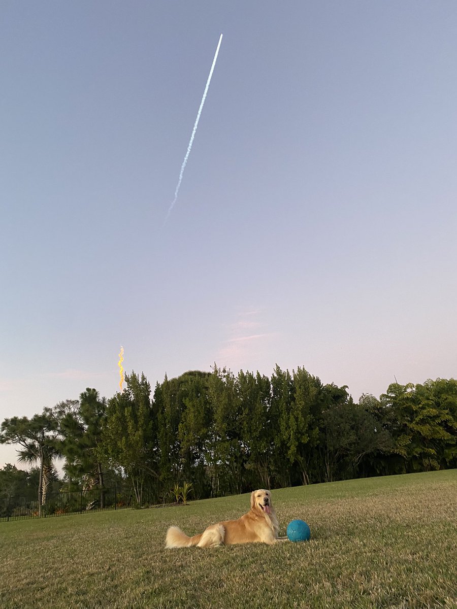 LuketheGolden1's tweet photo. Today I got to see the SpaceX Falcon9 launch from my backyard! @SpaceX https://t.co/JdwrqZrNdk