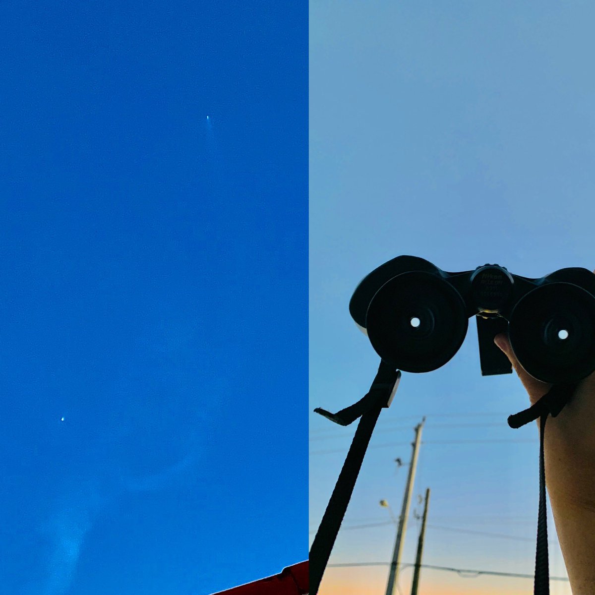 Yadeeart's tweet photo. @SpaceX It interrupted my evening jog. Very nice to witness the action down in #miamidade. Immediately strangers stopped their cars to ask what was going on. Almost “don’t look up” vibes https://t.co/MNaLZoFnhX