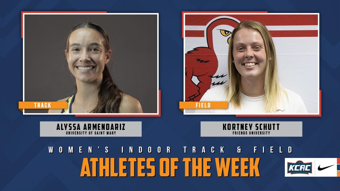 kcacsports's tweet photo. Alyssa Armendariz of @USM_Athletics and Kortney Schutt of @FriendsFalcons Earn KCAC Women's Indoor Track &amp; Field Weekly Honors! https://t.co/WP2aXglFAC #KCACitf

@KansasPregame @KansasSportsNet @OklaSports_Joey @NAIA https://t.co/2sw5U14SiH