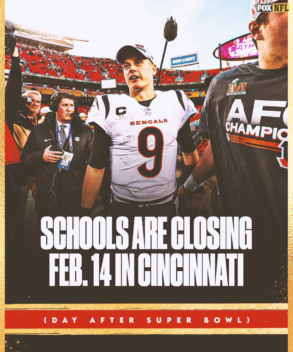 Some schools in Cincinnati have already announced they will take off Monday, Feb. 14th, the day after Super Bowl LVI.

Should the day after a Super Bowl just be a national holiday??
