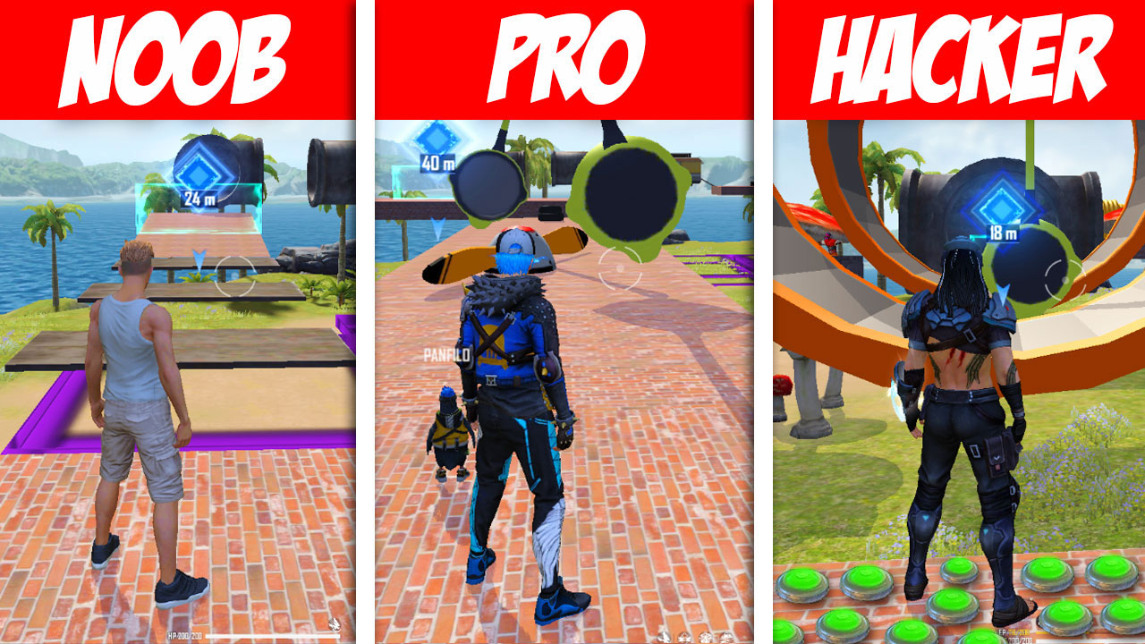 AlexGo on X: ¡FREE FIRE: PARKOUR NOOB v PRO vs HACKER! 😱 *Imposible*  ⬇️⬇️⬇️LINK⬇️⬇️⬇️   / X