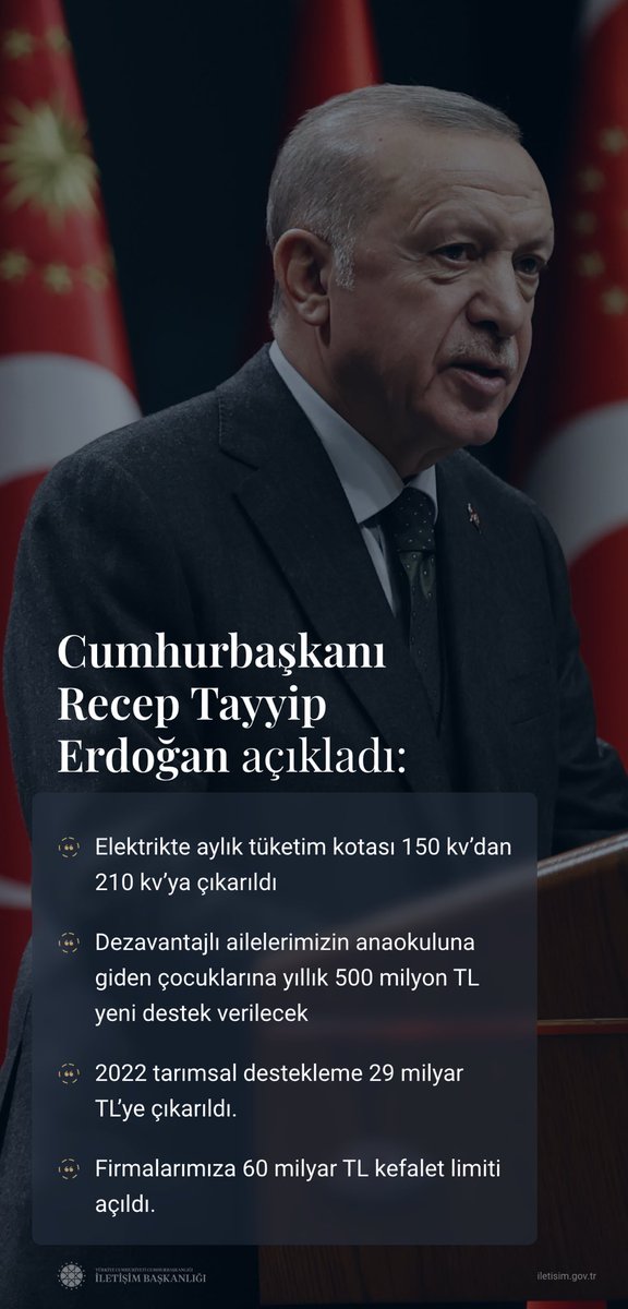 iletisim's tweet photo. Cumhurbaşkanımız @RTErdogan’ın 
31 Ocak Kabine Toplantısı’nın ardından verdiği müjdelerin tamamına buradan ulaşabilirsiniz 👇🏼

https://t.co/6p5nAOlEqQ https://t.co/7PjIprzmb9