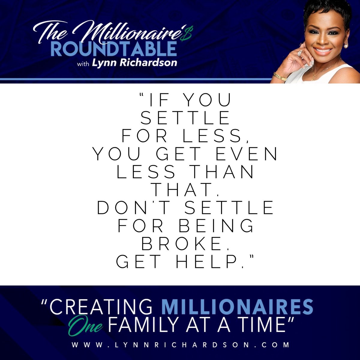 LynnMillionaire's tweet image. Do you have a money problem?
Listen on your device lynnmillionaire.com.

Subscribe on YOUTUBE!!! LynnRichardson.tv

PODCAST!! Apple &amp;amp; CastBox #TheMillionairesRoundtable #WealthTalks

Tune in daily Monday - Friday Noon cst (1pmest &amp;amp; 10ampst) on @WVON1690