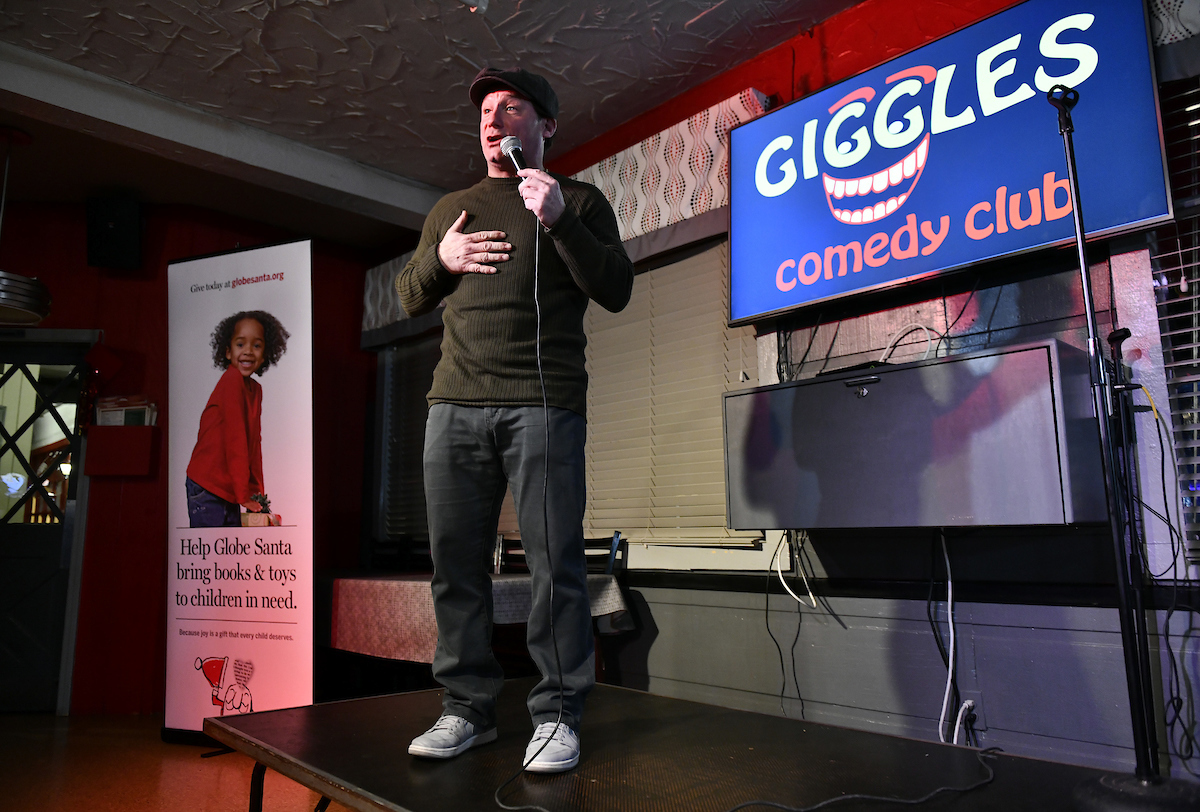 #throwback Photos from past year's comedy show at Giggles comedy club to benefit Globe Santa
.
.
Josh Reynolds for Boston Globe