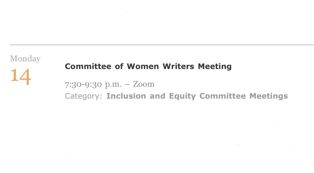 Incredible own by the WGA to schedule the women writers meeting for Valentine’s Day from 7:30-9:30pm