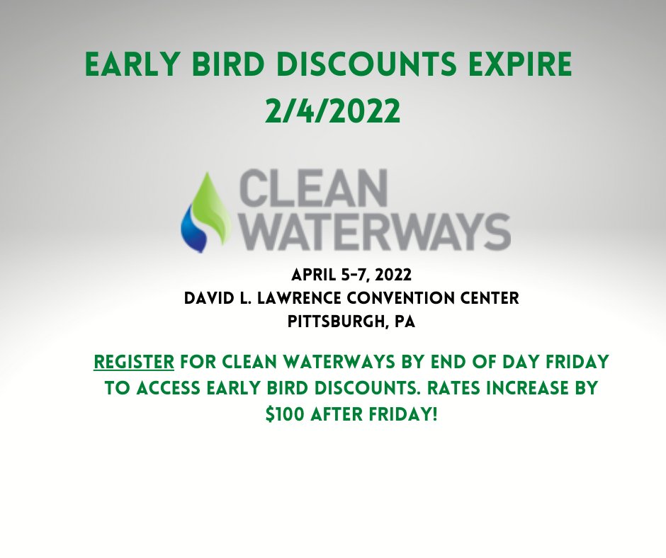 Register for CLEAN WATERWAYS here! bit.ly/2TjjPaK