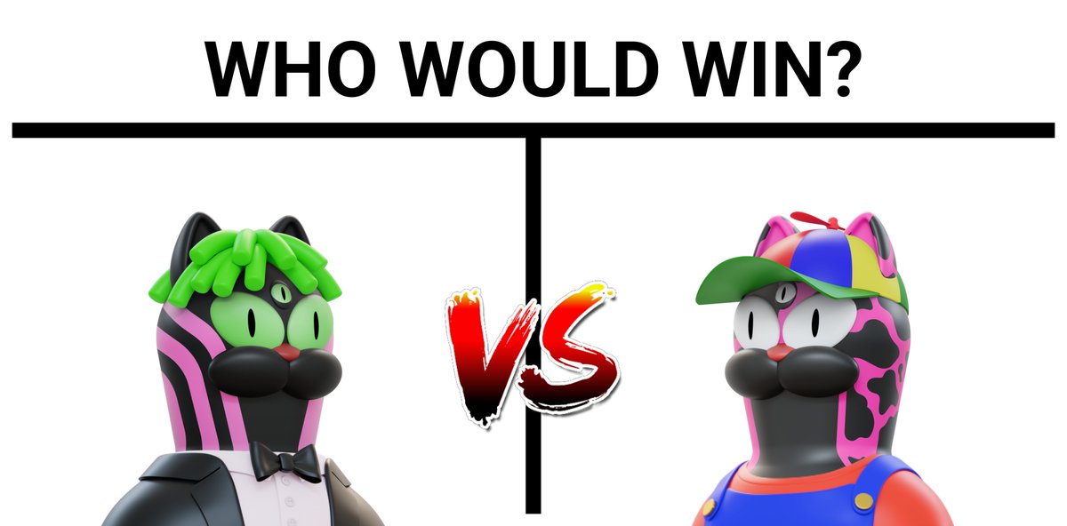 The question is simple... Who would win? Left or right? 😼

Interact with this tweet and get entered into our WL giveaway. 10 spots available, each interaction is an entry! Good luck! 🎉

#CatPeople #NFTCommunity #NFT #NFTs #NFTGame #nftcats #VS #3DNFT