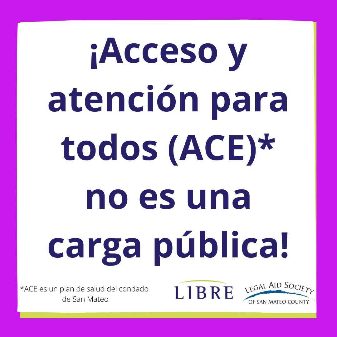 TheLIBREProject's tweet image. ACE, un seguro médico del condado de San Mateo, NO es una carga pública. Su salud es lo más importante, no tenga miedo de programar su chequeo anual con su proveedor principal.