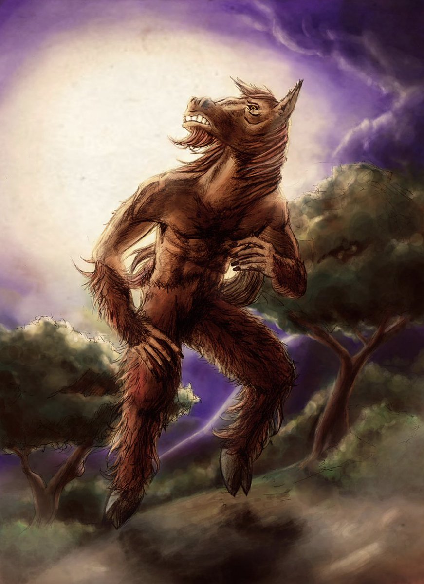 anatomythpod's tweet image. It's sometimes said that when it rains when the sky is clear, it's a sign that two Tikbalang are getting married #MythologyMonday 
Artist palette bluemaxx (DeviantArt)