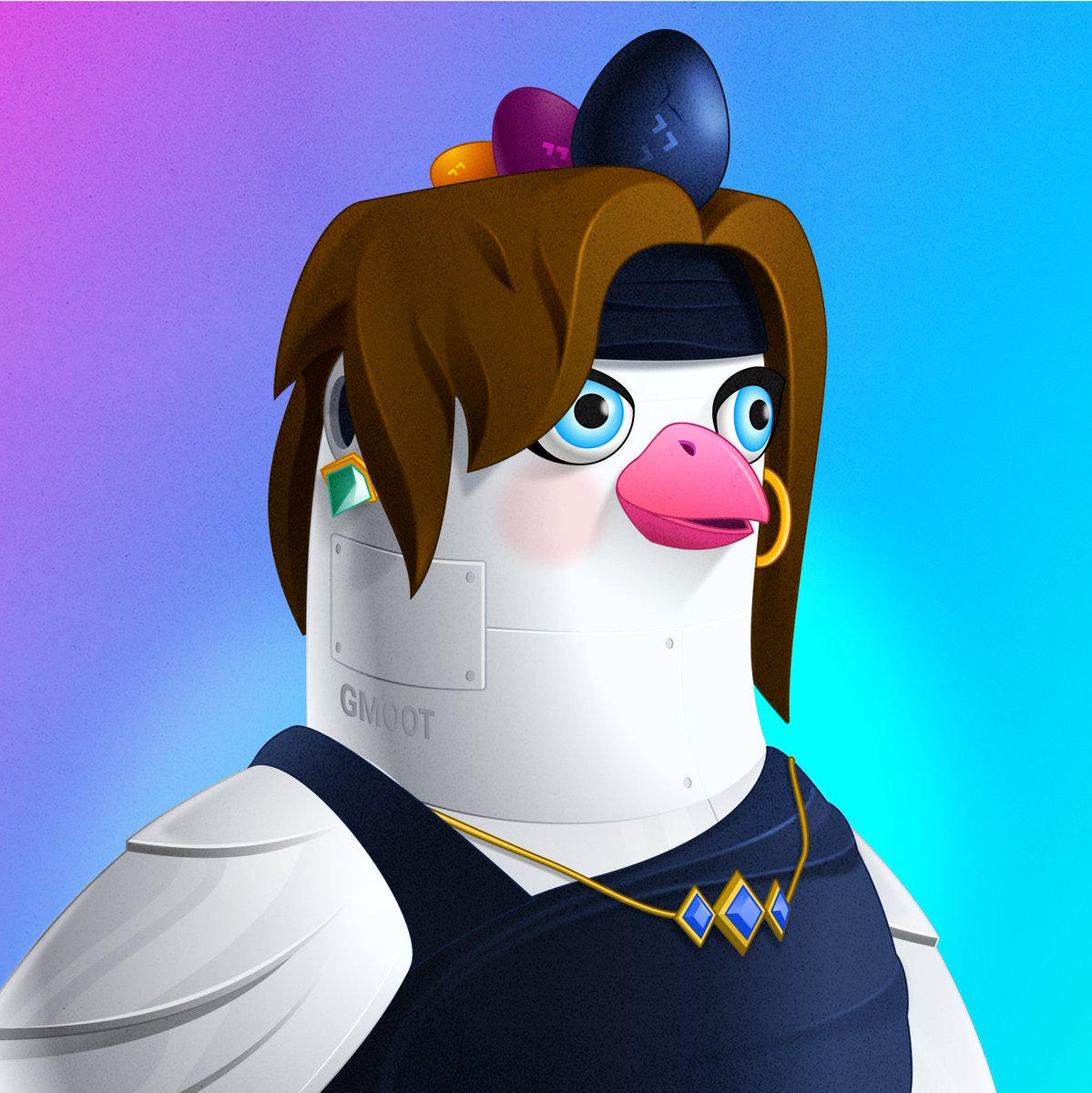 DroniesNFT's tweet photo. GM operatives - recognize this always friendly Dronie? A big thanks to @rebeccagund for always being so helpful and supportive to the NFT community! Those little gomu eggs on her noggin are full of rich knowledge and maybe even a soup dumpling or two 🍜 < 🍜 https://t.co/9nj574M9Xf