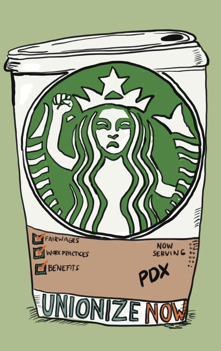 DuckPandemic's tweet photo. Unionize #Starbucks #Portland #Beaverton #Normalize #fairwages #benefits #supportUnion #Solidarity https://t.co/EhyUpCREdH