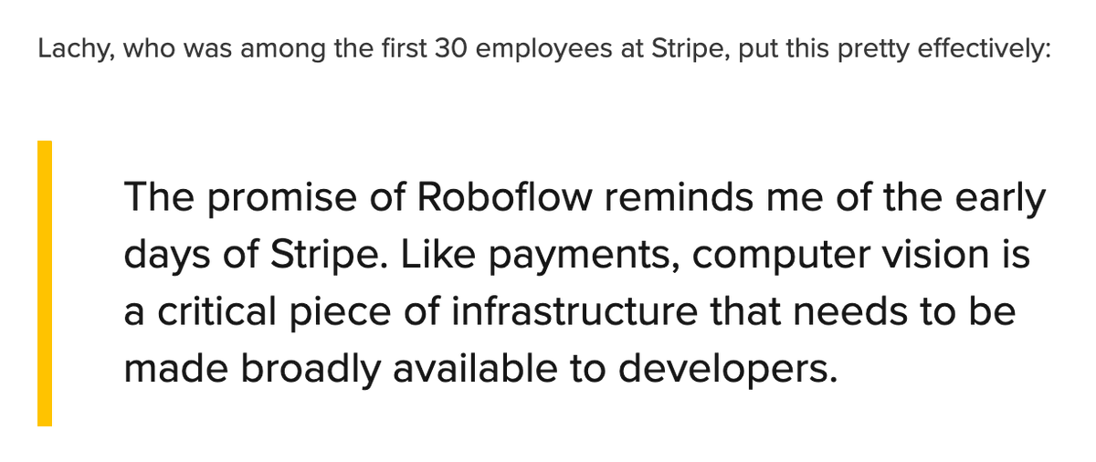 josephofiowa's tweet image. The 8th prior founder joined Roboflow recently, though they are the first to have a $100M+ prior exit.
(ex) Founders are joining Roboflow because you have autonomy, your impact is compounding, and we're so early.
If you're quick, you'll be first 30. DM to write your own job.