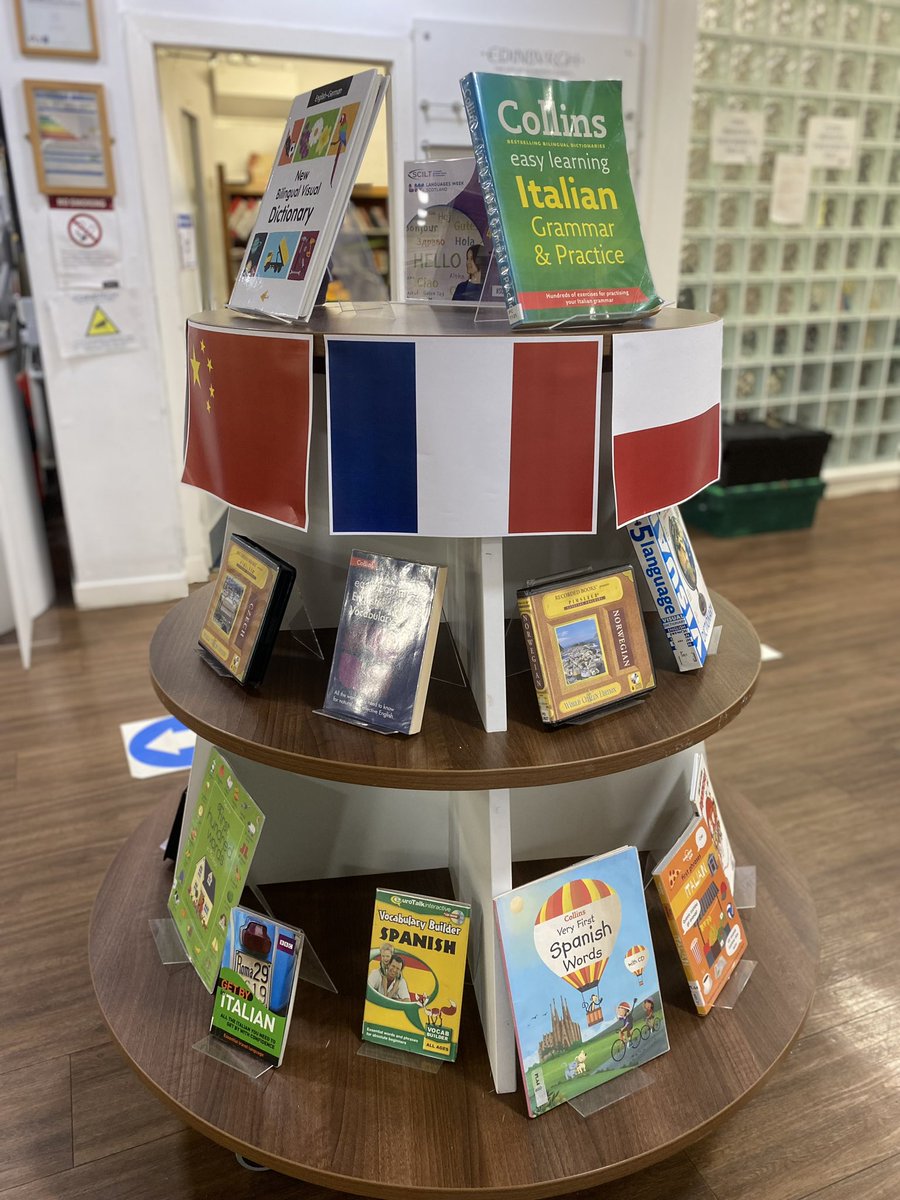 PortyLibrary's tweet photo. #Languagesweekscotland runs from the 31st until the 4th and is the perfect jumping-off point to begin learning a new language for work or fun, we have a range of books, cd’s &amp; guides on display at @PortyLibrary with many more available to order from other branches #SCLIT https://t.co/lZccdZOYrj