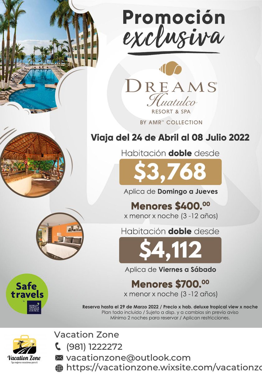 vacationzonemx's tweet photo. Dreams Huatulco Resort and Spa es un magnífico resort todo incluido, donde el placer no conoce los límites, gracias a su programa Unlimited-Luxury, en el cual todo es posible.
#LasMejoresVacacionesParaTí ❤️ https://t.co/vMHB4shR7q