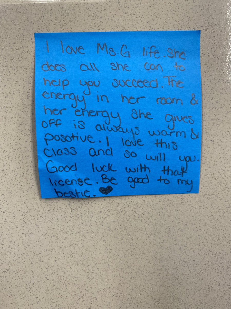 mgustray's tweet photo. As an exit slip on Friday I had my students write a note to my new students. Choose a) what to expect/advice for class b) a motivational quote/lyric or c) something they enjoyed throughout the semester. Peer to peer feedback surpasses anything I can share.  #meaningfulSEL https://t.co/cv8dv9Cmej