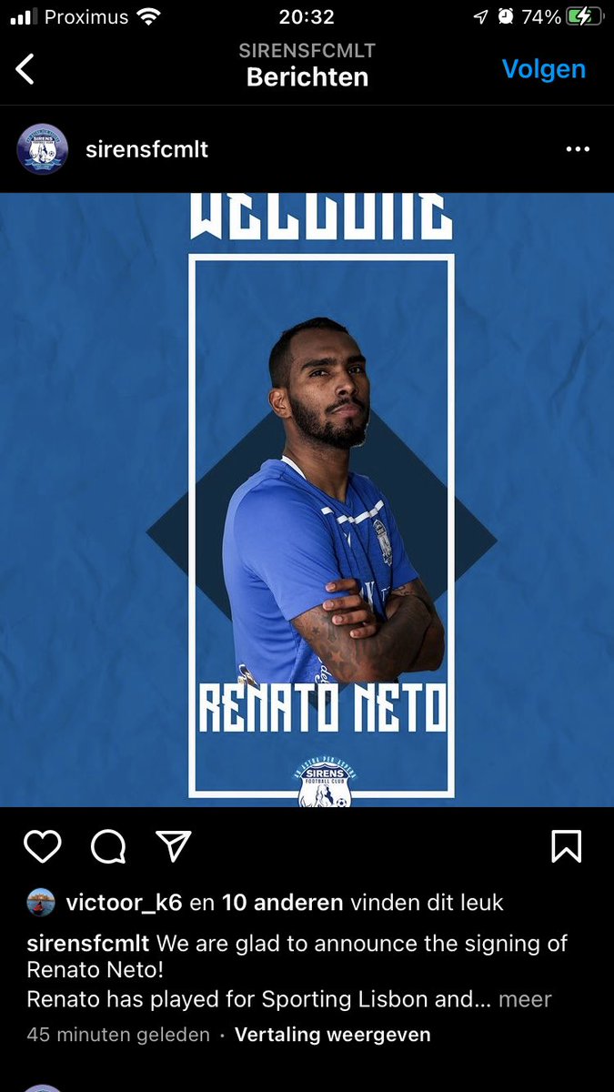 Stefan_gent's tweet photo. Renato Neto gaat dan weer aan de slag in Malta bij Sirens FC https://t.co/uZYoUPVBl7