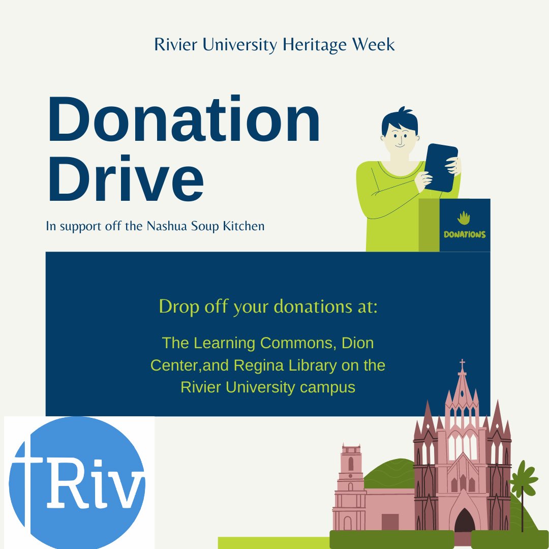 RivierBusiness's tweet photo. Stop by to support the Nashua Soup Kitchen and learn more about Rivier University Heritage Week! https://t.co/2ju3waQTer