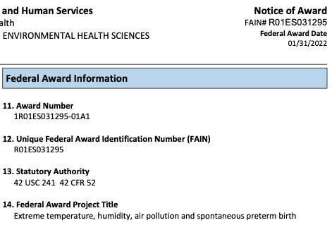 allancjust's tweet photo. excited to start on #myfirstR01 (after many tries) and grateful to be @NIEHS funded to work on π°οΈbig ideas in climate and health; working with @hhburris @ElenaColicino and a terrific lab @SinaiExposomics on spontaneous preterm birth #ClimateChangesHealth https://t.co/hRbrzT19Mv