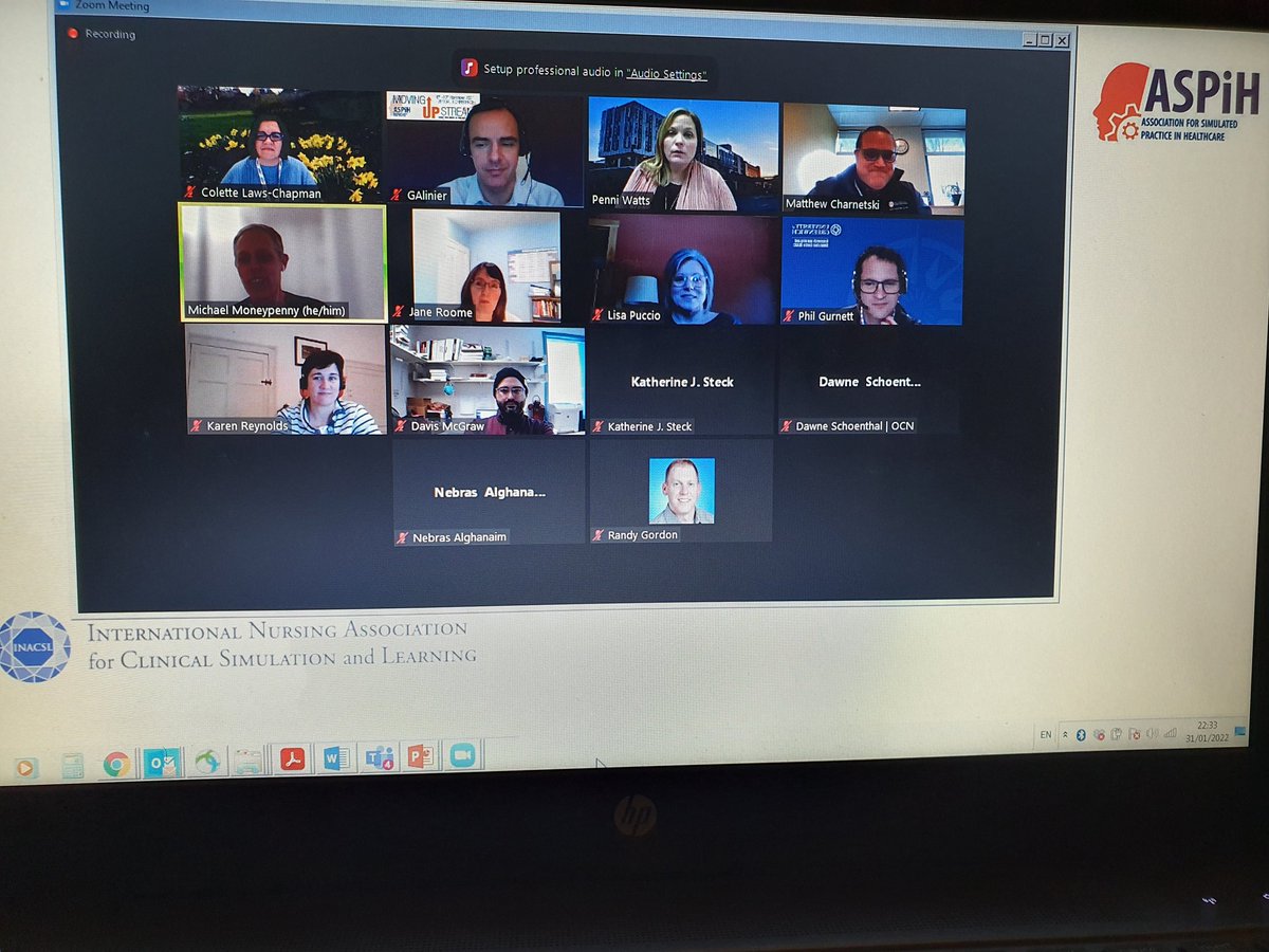 g_alinier's tweet photo. @ASPiHUK Some great questions, clarifying the development process, #simulation terminology, how it all fits together... and what great #teamwork it took to put it all together! With Penni Watts, @SIMmdcharnetski &amp; the @INACSL standards committee https://t.co/y3sdR8c84i