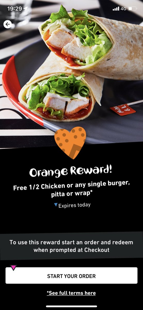arlyne217's tweet photo. @NandosUK, tried using my orange reward as it expires today &amp; checkout on app and web says I have no rewards to redeem. Phoned up branch I was collecting from and don’t do orders over the phone. Travelling home from work so wanted to pop in not wait extra for food too. https://t.co/tibeFehGos