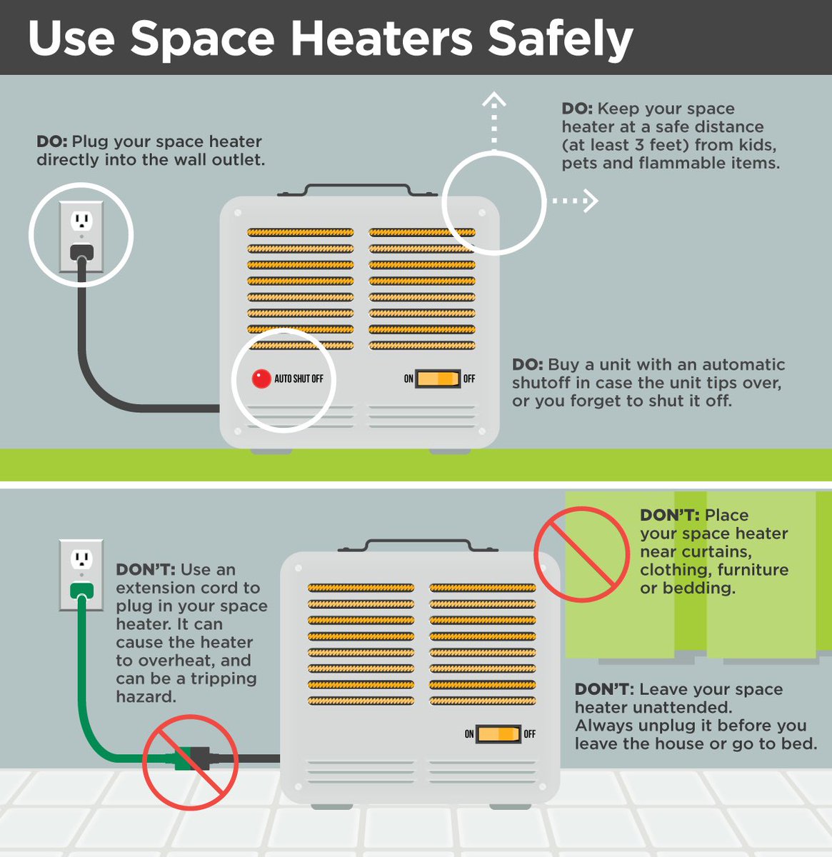 Another cold front is expected to hit the valley later ethics week, so please keep these safety tips in mind if using a space heater