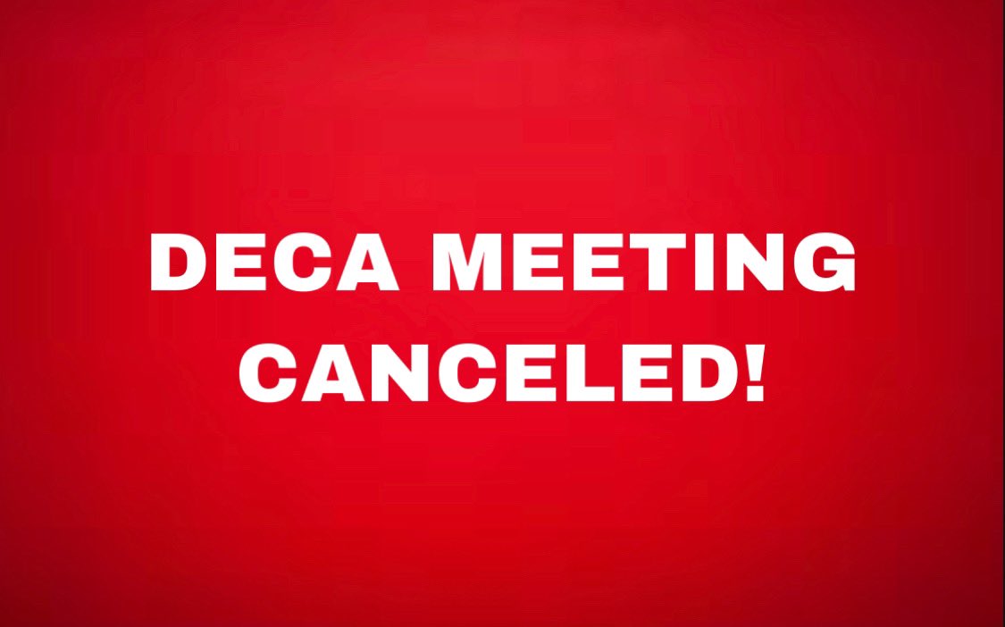 MaricopaDECA's tweet photo. DECA meeting today is canceled. Enjoy your day! https://t.co/YMoGl7YZGq