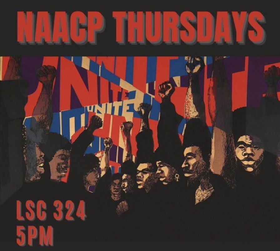 Tune in THIS Wednesday for NAACP “The Color of Justice” Space ! We want to hear your opinion 👀 

&amp; Dont forget NAACP Thursday’s in LSC 324 @ 5 PM. 🗣