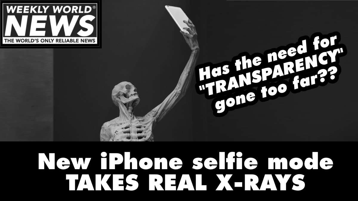 weeklyworldnews's tweet photo. The cameras they put in the iPhones just keep getting better and better.
#xrays #iphones #transparency #seeall #skeletons #xrayeyes #latestiphone #iphonecamera https://t.co/wgxnib3eVF