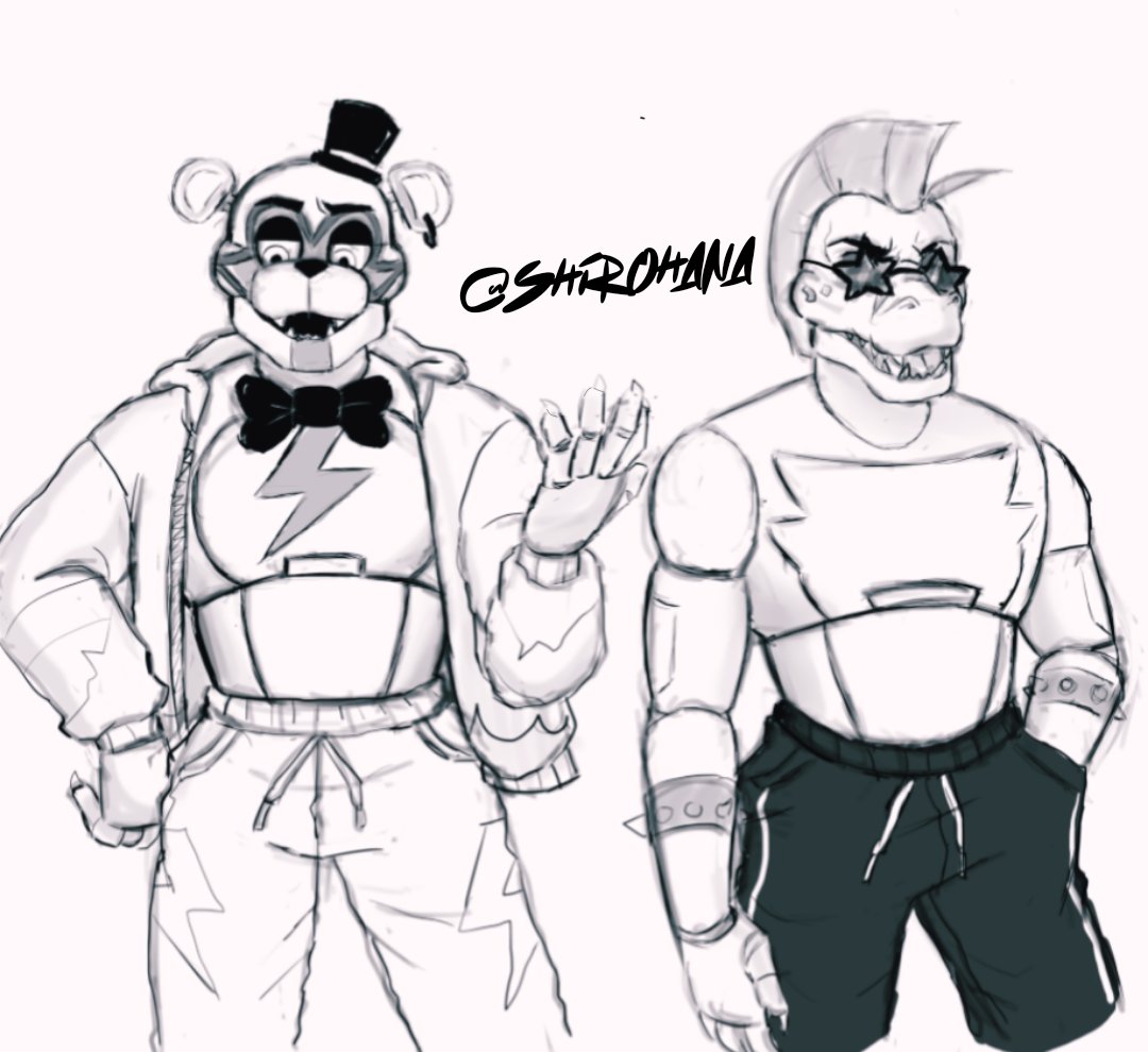 Okay here's Freddy and Monty in sweats since so much of you asked #glamrockfreddy #montgomerygator #fnafsecuritybreachfanart #fnaf