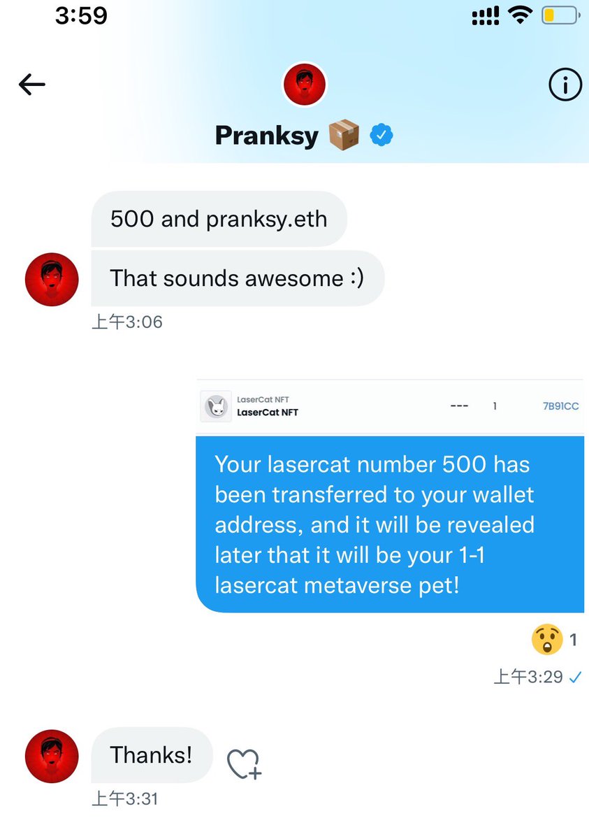 BitCloutCat's tweet photo. Welcome nft top influencer @pranksy to lasercat, he is very popular in China, so we all warmly call him P姐.
because of his support of women's projects and his kindness and support to everyone. https://t.co/PZXmFHg18N