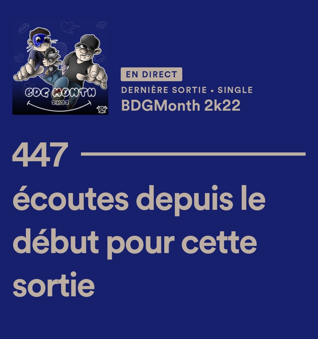 VEENz_Tv's tweet photo. Salut à tous, de retour dès demain en stream pour le #BDGMONTH2022 après ce W-E incroyable sur Bordeaux...

Au passage vous êtes les boss la team... 447 stream pour le single "BDGMonth 2k22" merci à tous n'oubliez pas que tout les revenus seront reversés à l'association 🔥 https://t.co/qLkKvZ2QGK