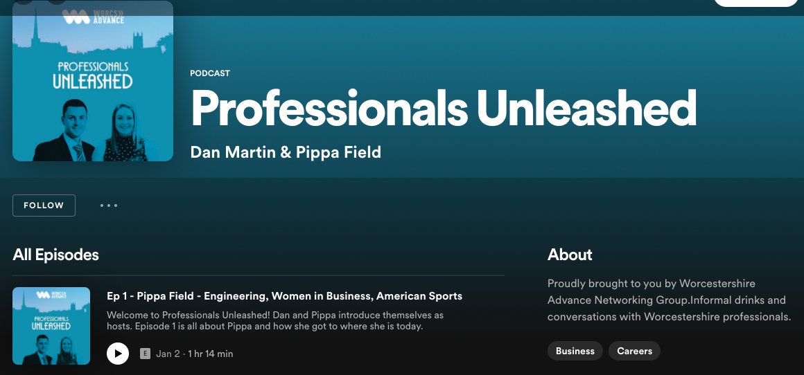 WORCSadvance's tweet photo. We've launched a Podcast! 📢

Listen to 'Professionals Unleashed', where our first guests @DanMartin68 of @BF_Midlands and @pippapearson of @QinetiQ explore topics such as women in engineering, gender balance and apprenticeships.

https://t.co/WM8VrqgFX6

#WorcestershireHour https://t.co/FMaKWns6ce