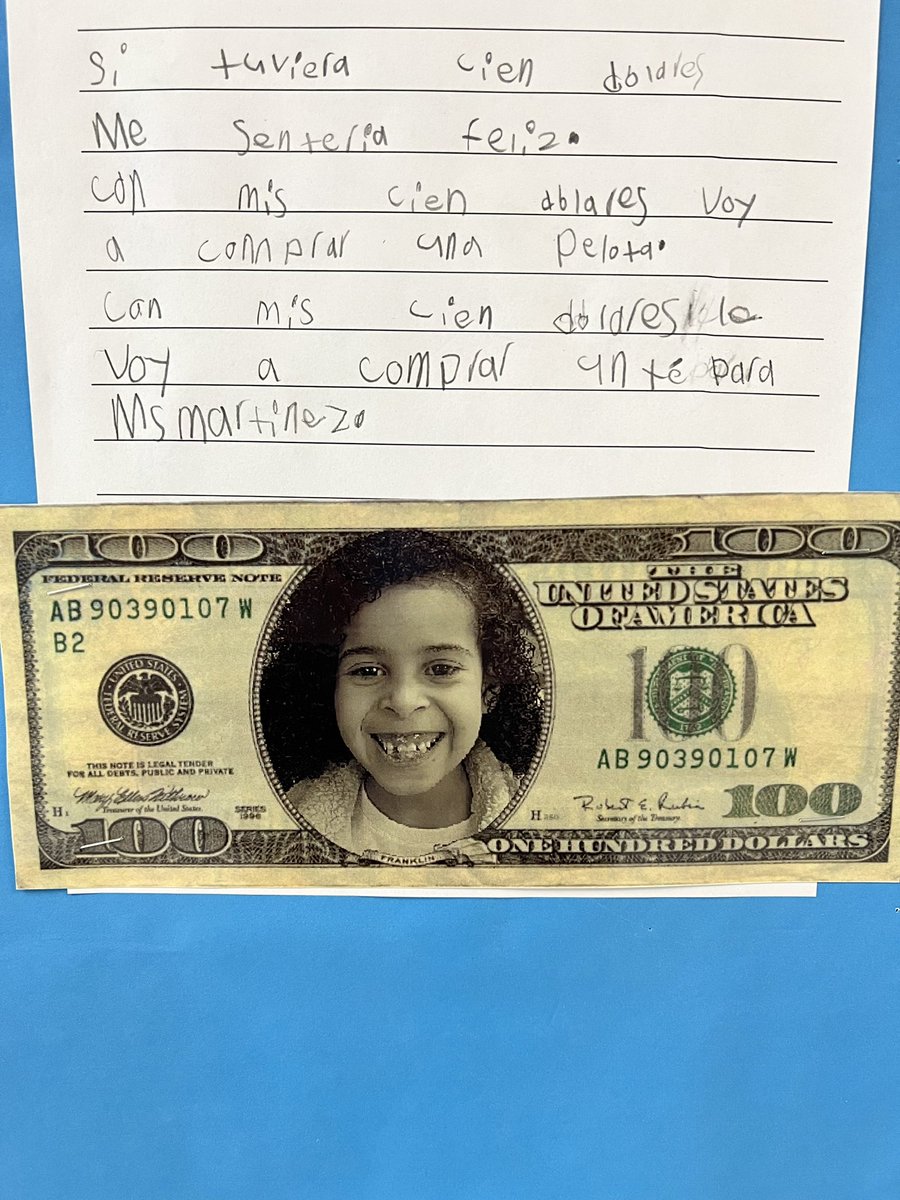 If I had $100… #writing #bilingual <a href="/LamarElementary/">Lamar Elementary</a>