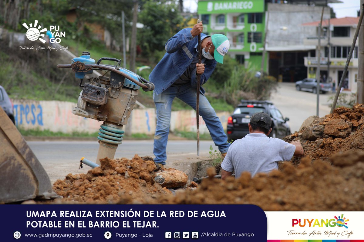 DePuyango's tweet photo. La Unidad Municipal de Agua Potable y Alcantarillado, realiza la extensión de la red de agua potable en el Barrio El Tejar. Trabajo que permitirá mejorar la dotación de este servicio en la comunidad.
#HernánEncaladaAlcalde
#TierraDeArteMielYCafé https://t.co/baD0LRdj5D