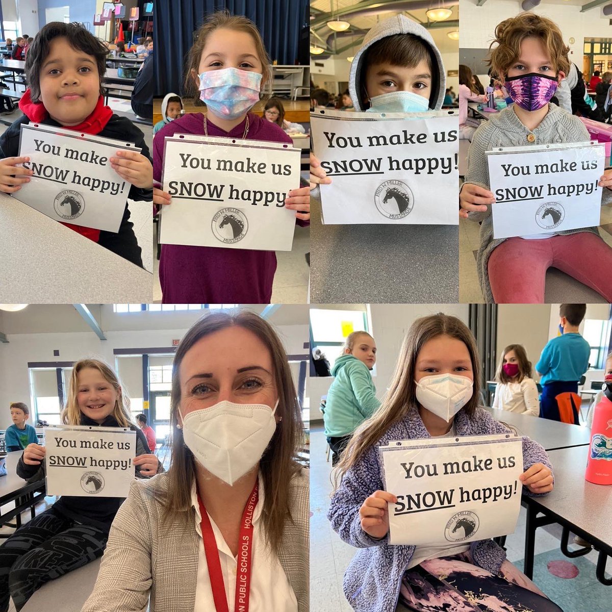 HenryWarrenAP's tweet photo. ❄️After all of the snow we got over this past weekend, we wanted to remind our Miller community that you make us “SNOW” (so) happy!⛄️ #PositiveSignMonday #MillerMustangsHPS ❤️🤍🖤 https://t.co/fBb9i8n7vv