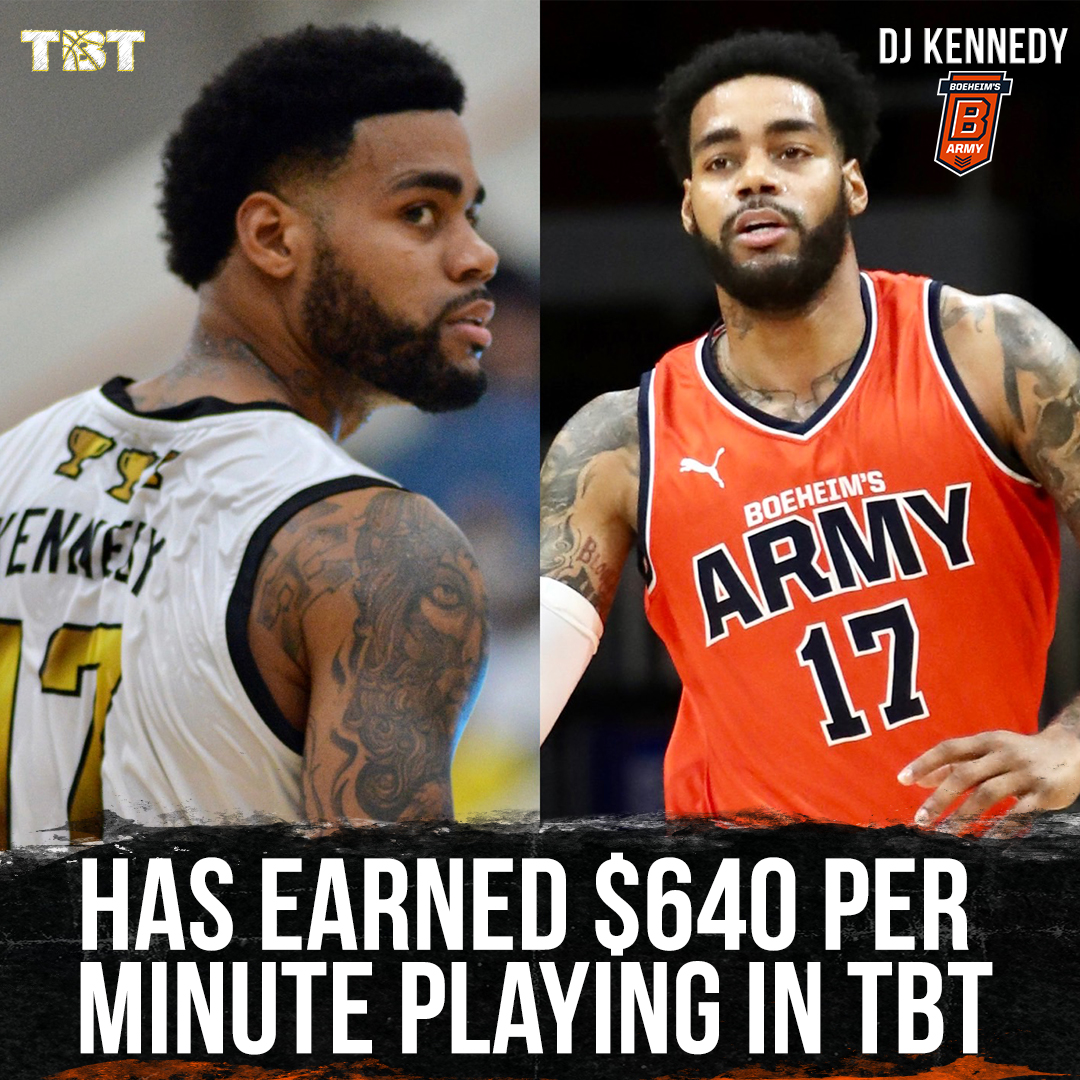 This @bigplaydj1 stat is absolutely INSANE! DJ has played almost 1,000 TBT minutes from 2015-2021. During that span, he's made $640 for every minute on the court 🤑🤑🤑