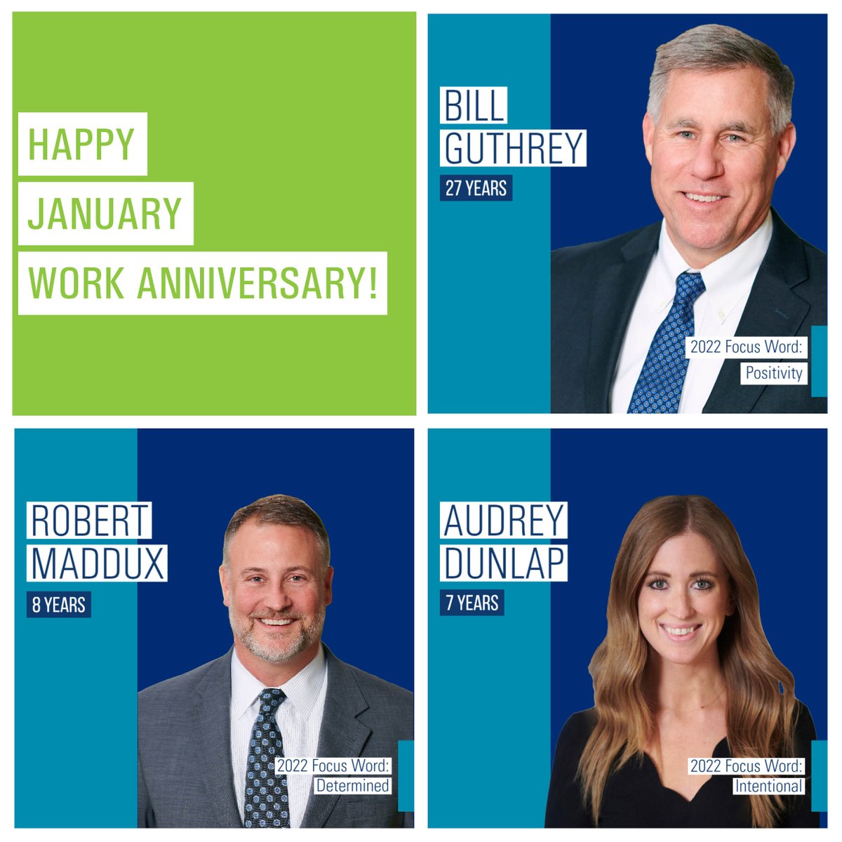 KDC_Development's tweet photo. Wishing Bill Guthrey, Robert Maddux, and Audrey Dunlap a happy work anniversary in the month of January! We are so grateful to have you as part of the KDC team. #InsideKDC #TeamworkBuilds https://t.co/A72XtwQM9l
