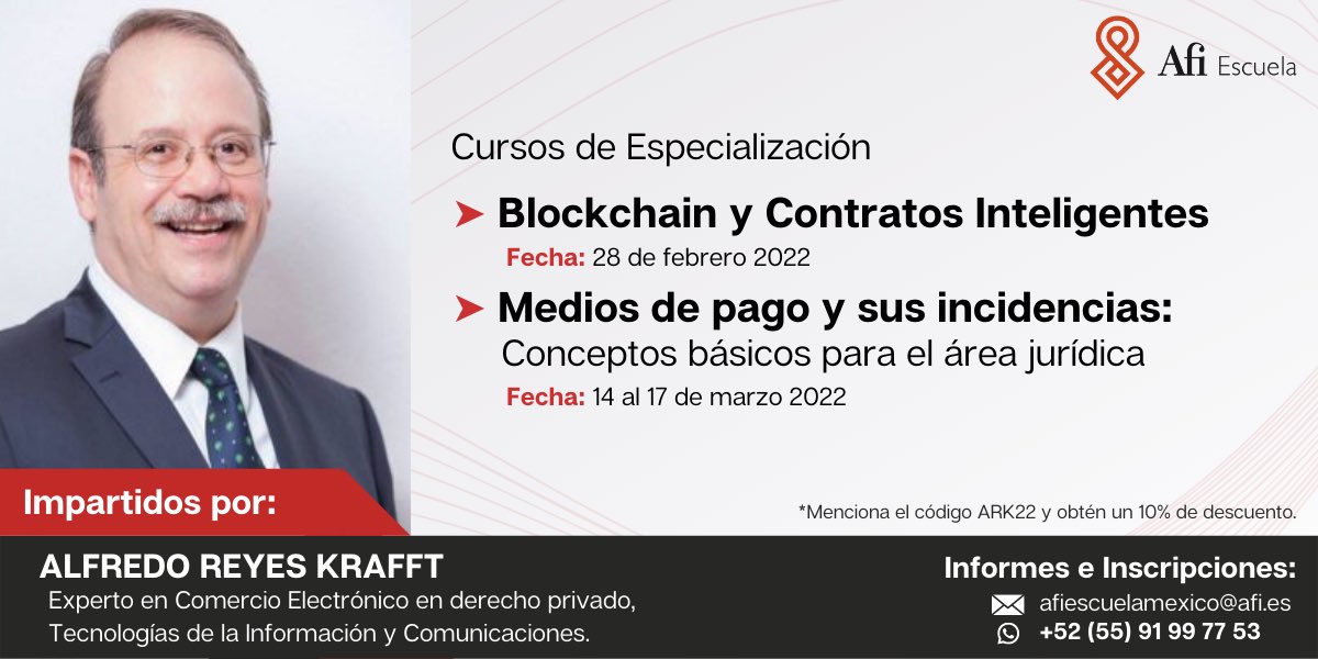 LexInformatica's tweet image. ¡IMPERDIBLE!

@aareyesk nos platicará acerca de #Blockchain y #SmartContracts 

Además tenemos código de descuento, no dejes pasar la oportunidad.