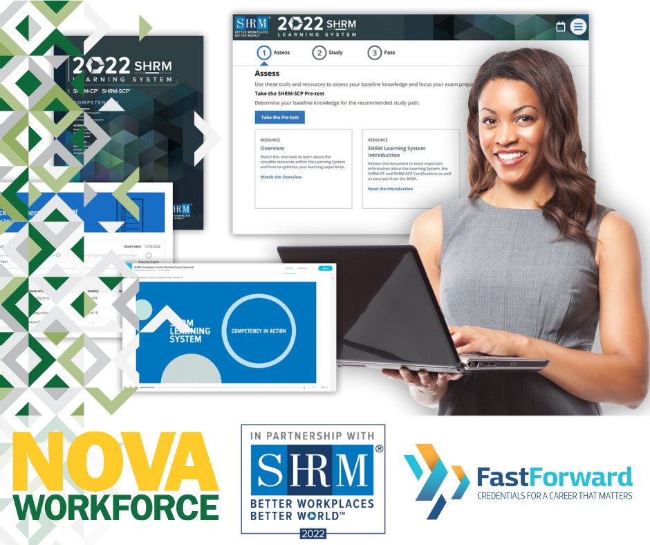 NOVAWorkforce's tweet photo. Demand is growing for HR professionals with SHRM certification. Enroll in our SHRM Exam Prep course and take your exam in May. Class starts 2/8 and meets live via zoom. FastForward and financial assistance available. You could take this course for free. https://t.co/zLjy5maQ1k https://t.co/OZmpiNVE3I