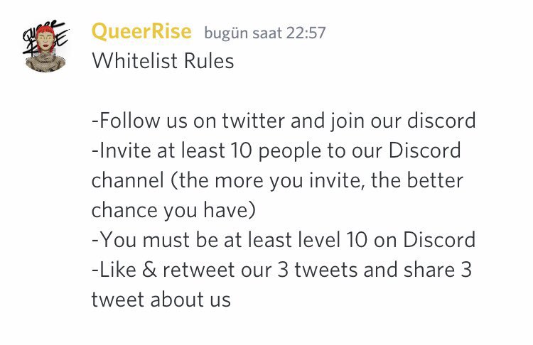 QueerRise's tweet photo. Our Whitelist Rules! Show us your support &amp; we’ll support you back! 🌈🥳❤️

https://t.co/UKUnZymAdz

#nft #NFTGiveaway #NFTCommunity #NFTartist #NFTcollectibles #NFTCollection #NFTs #nftcollector #Whitelist #NFTMint https://t.co/wA8mXiTZL3